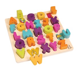 B. toys Alpha. B. Tical, Rompecabezas alfabético de Madera, Alfabetos  Set de 27 26 letras de madera y 1 tablero piezas gruesas para encajar y...     