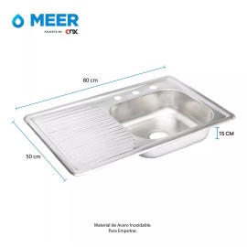 Meer Faucets By Cnx Kit Completo De Tarja Con Escurridero A Izq Con Mezcladora