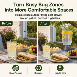 Solar Wasp Trap for Outdoor Pest Control – Reusable Hanging Insect Catcher with Light for Yard and Patio