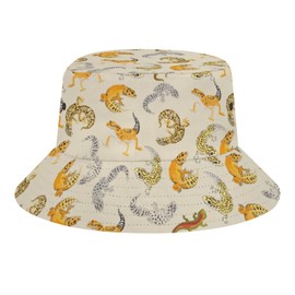 Cute Leopard Gecko Beige Bucket Hat for Women Men Unisex Cotton Wide Brim Sun Hat Outdoor Summer Travel Hiking Beach Cap