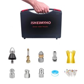 ISHEIMYHO Sewer Jetter Nozzle Kits 11PCS/Set with Mini Box, Pressure Washer Hose Nozzle,Pressure Drain Jetter Hose Nozzle,Stainless Steel Sewer Jetting Nozzle with 1/4'' Quick Connect, 5000 PSI