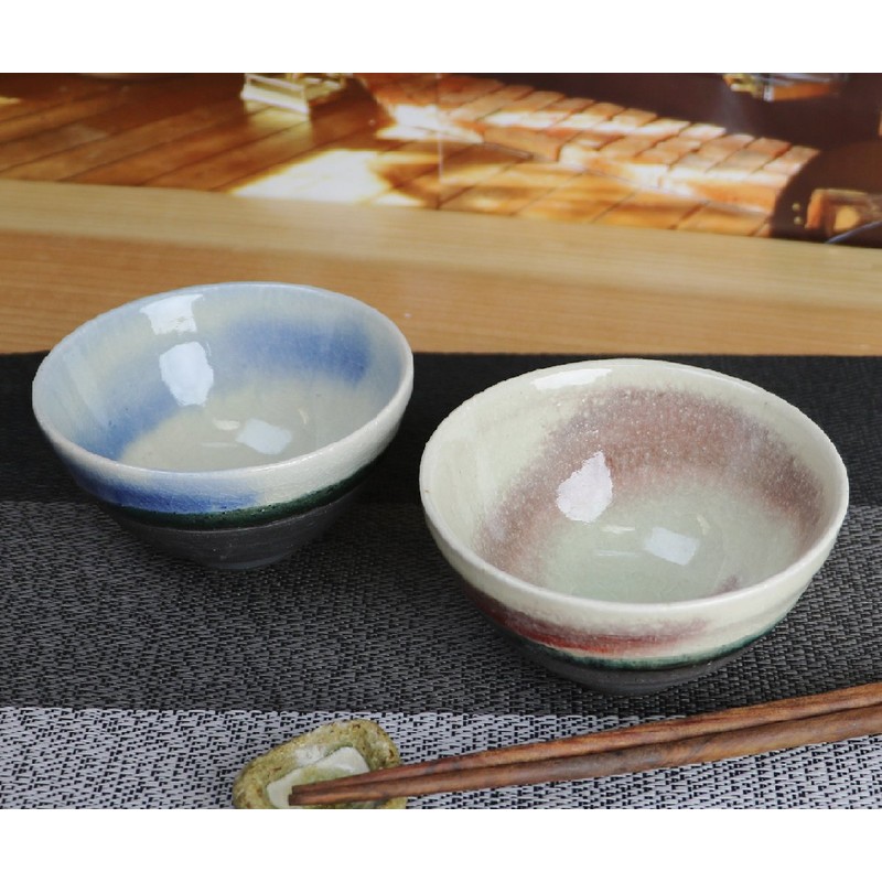 Shigaraki Ware Couples Rice Bowl [Blueberry Raspberry Rice Bowl Set
