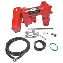 12 Volt 20 GPM Fuel Transfer Pump with Nozzle Kit for Transfer of Gasoline, Diesel, Kerosene, Ethanol & Methanol Blends & Biodiesel Red GELUOXI