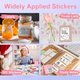 Vicbear Mini Sticker Printer, Sticker Maker Machine Printer with 10 Sticker Paper Rolls, Mini Printer Sticker Maker for Photos/Labels/Notes, Inkless Thermal Portable Printer for Phone/Tablet, Pink