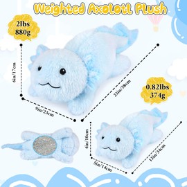 Leokawin Weighted Stuffed Animals - Weighted Axolotl Plush,Large Blue Axolotl Stuffed Animal,Cute Axolotl Weighted Plushie Birthday for Kids Boys Girls (23 Inch,2lbs)