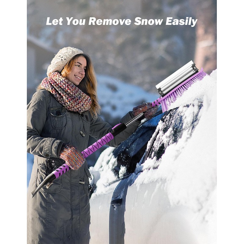 JOYTUTUS 41.5IN Extendable Snow Brush and Ice Scraper, 270°Pivoting Snow