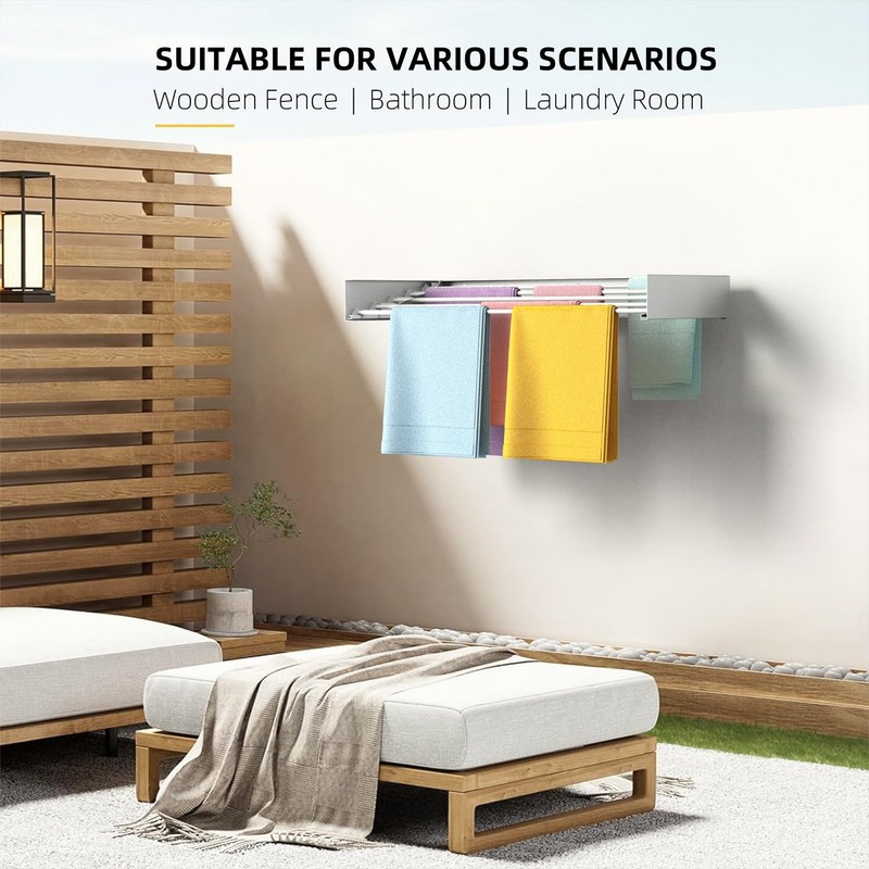 SZJoyBet Laundry Drying Rack, Collapsible Wall Mounted Clothes Drying Rack