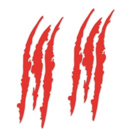 HQRNYP 2PCS Claw Mark Decals for Cars, Car Hood Decal, Monster Claw Scratch Stripe Stickers, Auto Waterproof and Self Adhesive Vinyl Auto Scratch Print Sticker for Most Vehicles (Red)