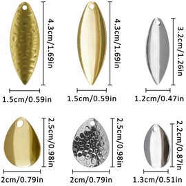 Colorado Spinner Blades Fishing Lures 18Pcs DIY Lure Making Kit for Spinner Spinnerbaits Walleye Rig Fishing Blades Trout Salmon Bass Fishing (18Pcs Type B)