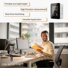 KATZEIST CO2 Detector, Air Quality Monitor Mini CO2 Meter Portable Detector Temperature Humidity Air Analyzer Digital for Home, Office, Travel (3 in 1-Semi)