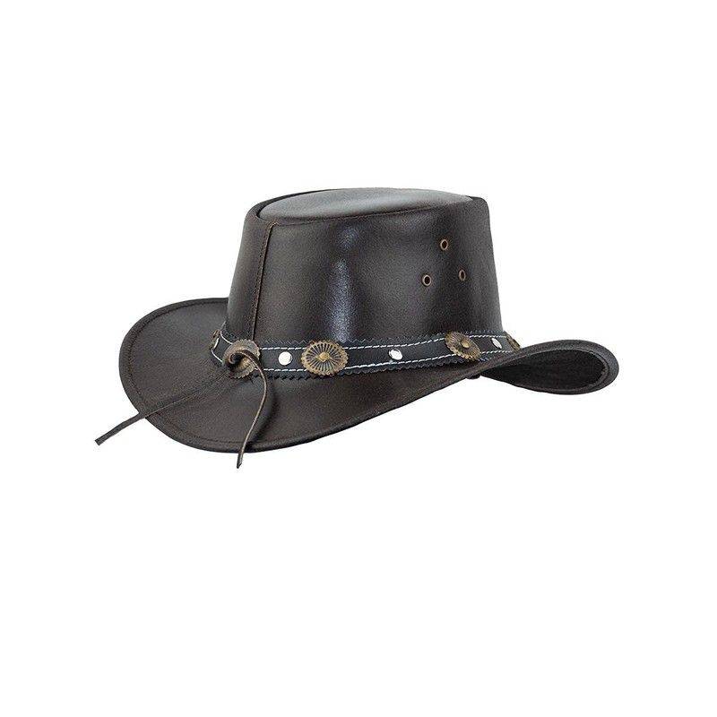 Black Jungle Cowboy Leather Hat - Reedley Size L