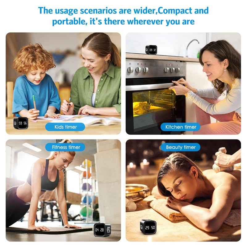 AMIR Cube digital timer - Multi Rotation Visual Timer with