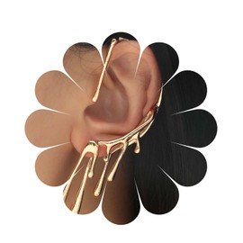 Andelaisi Boho Teardrop Cuff Crawler Earrings Vintage Lava Waterdrop Ear Climber Earrings Gold Water Drop Ear Climber Earrings Melting Liquid Clip Wrap Earrings Jewelry for Women