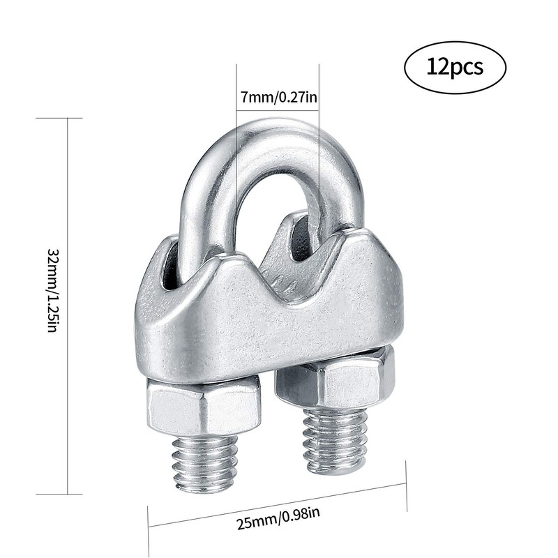 12 Pcs Wire Rope Clips Clamps, U Bolt Saddle Fastener,