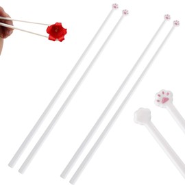 BOXOB 2 Pairs Cat Paw Chopsticks, Cute Plastic Cat Paw Chopsticks Adorable Claw Prints Chop Sticks Reusable Non-Slip Fun Animal Tableware for Girlfriends Kids Kawaii Enthusiasts