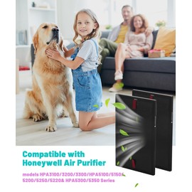 Byseacore HRFSP1 Filter S Replacement Compatible with Honeywell Air Purifier Pet Odor Filter for HPA3000 PowerPlus and HPA5000 Insight Series, 2 Count