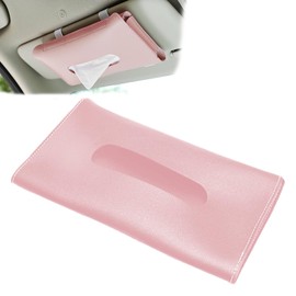 Car Tissue Case Tissue Cover Tissue Box Sun Visor Mounting Tissue Holder PU Leather Hanging Car Accessories (Pink)