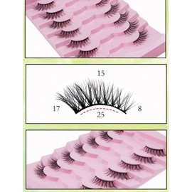 3D False Eyelashes Set, 7 Pairs Half Lashes, Natural Wispy Style, Black