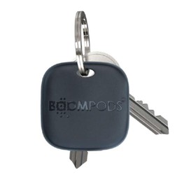 Boompods Boomtag Wiederaufladbarer Schlüsselfinder - Ozeanplastik Bluetooth Tracker kompatibel mit Android & Apple, Wasserdichter Key Finder, Mini Ortungsgerät für Schlüssel, Taschen, Grau