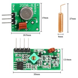 WayinTop Set of 3 433 MHz Radio Transmitter and Receiver Module + 433 MHz Antenna Helical Spiral Spring Remote Control, Super Regeneration Wireless Transmitter Module Burglar Alarm