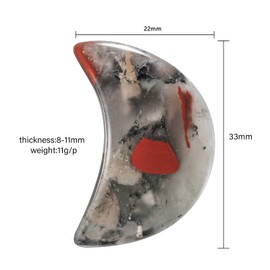 Amogeeli 6pcs Crescent Moon Shape Healing Crystal Palm Pocket Stone for Reiki Meditation, Polished Stones for Home Decor Jewelry Making, Africa Bloodstone