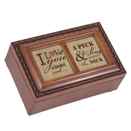 Cottage Garden Love You a Bushel and Peck Woodgrain Rope Trim Jewelry Music Box Plays You Light Up My Life