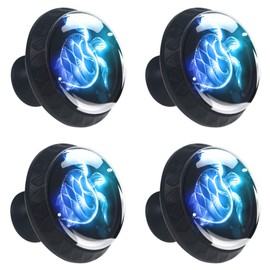 4 Pcs 35mm Blue Neon Sea Turtle Cabinet Knobs Round Crystal Glass Drawer Dresser Handles Pull with Screws for Home Kitchen Office Bathroom Wardrobe Cupboard (1-3/8 Inches)