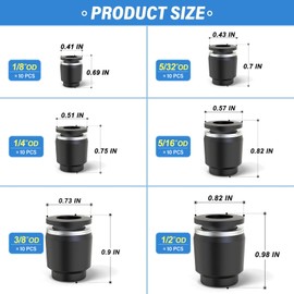 TAILONZ PNEUMATIC 5/32 1/8 1/4 5/16 3/8 1/2 Inch Tube OD Plastic Push-in Connect Tubing Pneumatic Cap Plug Fitting PPF (Pack of 60)