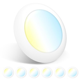 Amico 6 Pack 5/6 Inch LED Disk Lights, Dimmable Flush Mount Ceiling/Recessed Disc Lights, 2700K/3000K/4000K/5000K/6000K Selectable, 12W=110W, 1050LM, Low Profile Surface Mount Can Light, ETL&FCC