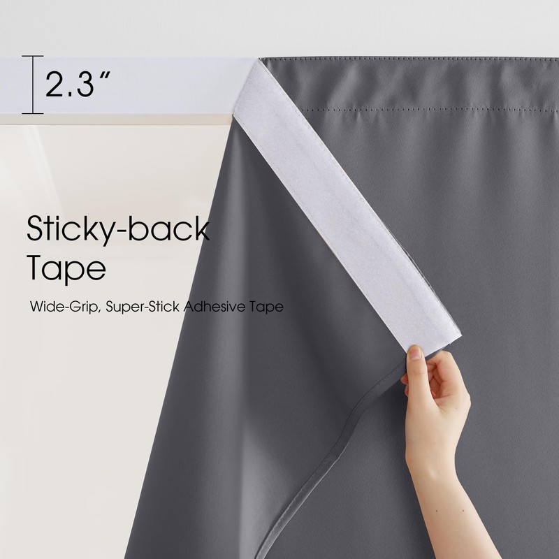 NICETOWN 2 Panels Outdoor Curtains for Patio, Adhesive Strip Top