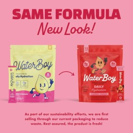 Waterboy Daily Hydration Electrolyte Powder – 15 Stick Packs x 2 (Strawberry L)