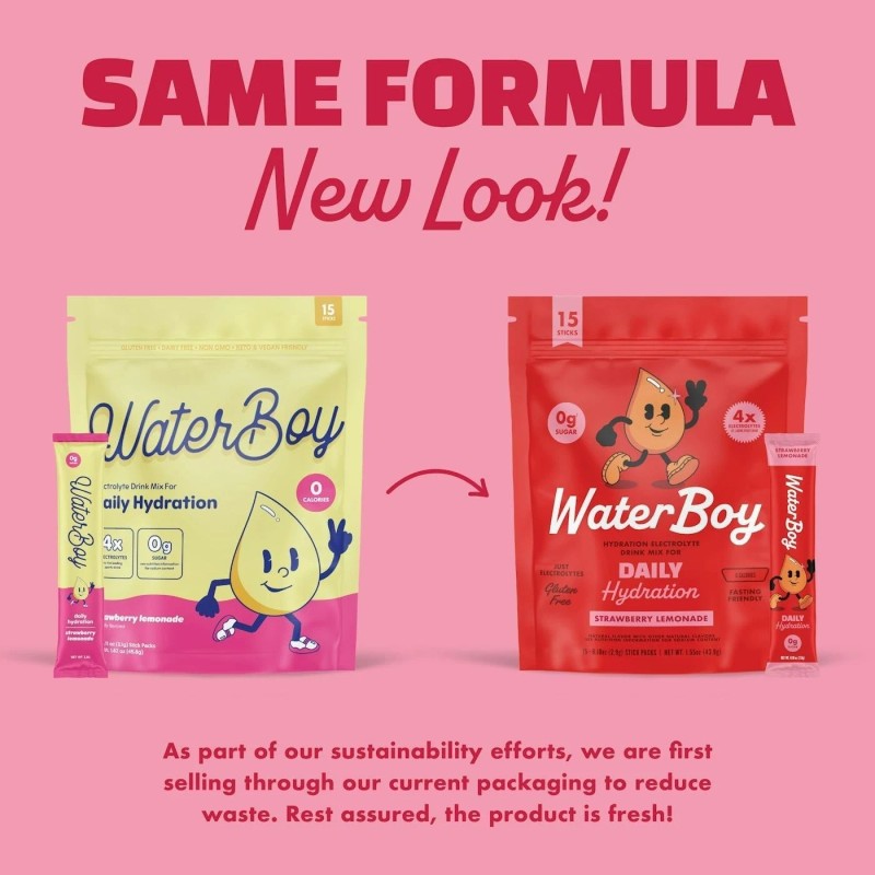 Waterboy Daily Hydration Electrolyte Powder – 15 Stick Packs x