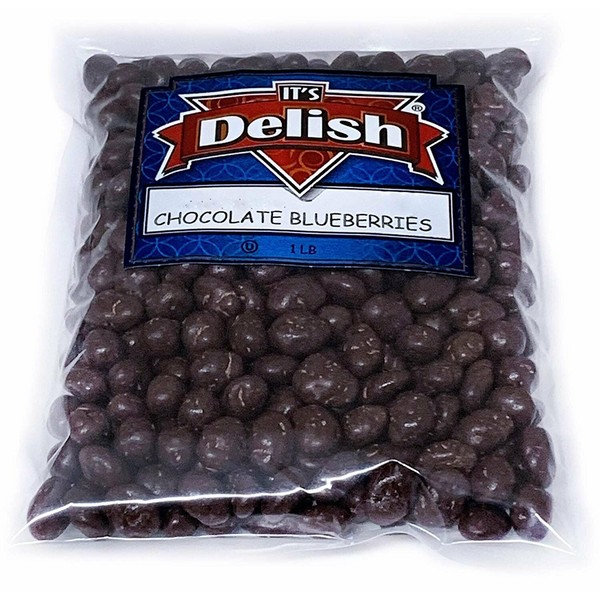 Gourmet Dark Chocolate Covered Blueberries by It's Delish, 1 lb (16 Oz Bag)