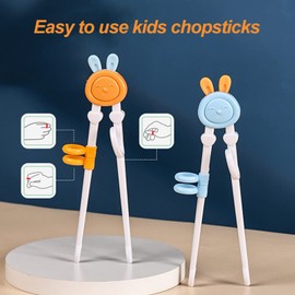 Witbicg Chopsticks, Children's Chopsticks, Chopsticks, Help Sticks, Sushi Sticks, Cute Animal Cartoon Design, Suitable for Children, Beginners, Rabbits, Pack of 2