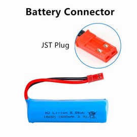 Cecicebb 3.7V 1500mAh Li-ion Battery JST Plug for RC Trucks QHX-557F Foam Blaster Toys 2 Pack with USB Charger