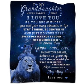 tgruihm to My Granddaughter Blanket, Lion Blanket for Granddaughter, Granddaughter Gifts from Grandpa, Christmas Birthday Gifts for Granddaughter Soft Flannel Throw Blanket 50"x 60"