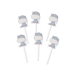 Hippo Cupcake Toppers (24 Count) -For Baby Shower or Birthday Party, Jungle Themed Party Decorations