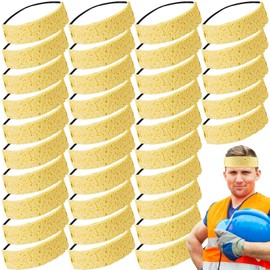 Pasimy 40 Pcs Disposable Sweatband for Work Cooling Sweatband Liner Soft Headbands for Men Women Work Hardhat Helmet Sports, Size 8.7 x 1.6 x 0.12 Inches (Yellow)