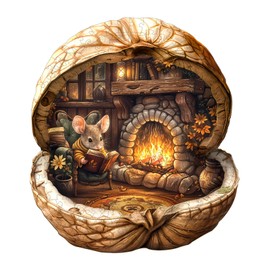 Wooden Puzzles for Adults, Wooden Mouse's Walnut House Puzzles, Adult Puzzle, Puzzle Gifts for Women Men (L-13.4 * 11.9in 265pcs)