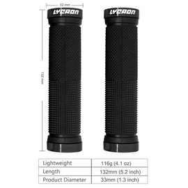 LYCAON Bike Handlebar Grips, Non-Slip Rubber Bicycle Handle Grip with Aluminum Lock, Bike Hand Grip for Scooter Cruiser Urban Bikes Tricycle MTB BMX Foldable Bicycle (Black)