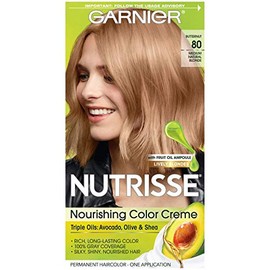 Garnier Nutrisse Nourishing Color Treatment with Fruit Oil Concentrates, Level 3 Permanent, Medium Natural Blonde 80 (Pack of 3)