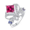 JewelryPalace Butterfly Bow Knot Princess Cut 3.1ct Created Pink Sapphire