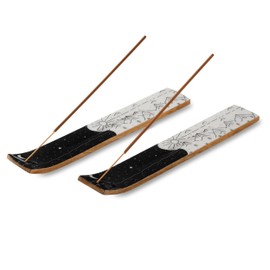 Folkulture Set of 2 Incense Holder or Incense Burner for Insence Sticks, Insence Burner Holder for Home Decor or Ash Catcher, Inscent Tray or Wooden Insense Stick Holders, Mango Wood, Yin Yang