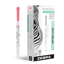 Zebra Pen Mildliner Double Ended Highlighter Marker Set, Broad and Fine Point Tips, Mild Coral Pink Ink, 12-Pack (78570upc)