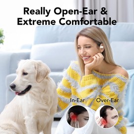 Hendari Open Ear Bluetooth 5.3 Headphones, Wireless Earbuds Sport Over Earphones Built-in Mic with Earhooks 75H Playtime Ear Buds LED Display Charging Case, IPX5 Waterproof for Running Fitness, White