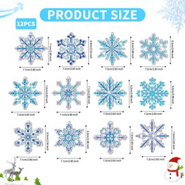 12pcs Snowflake Diamond Painting Keychain,Double Sided Snowflake DIY Full Drill Rhinestone Pendant by Numbers,Mosaic Art Craft Painting Keyring Decoration,Diamond Art Key Chain Kits for Key,Handbag