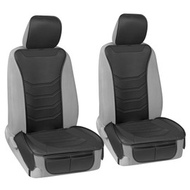 Motor Trend LuxeFit Black Seat Covers for Cars Trucks Van SUV (2 Pack), Premium Faux Leather Car Seat Covers, Easy to Install Automotive Seat Covers with Storage Pockets, Fits Most Vehicles