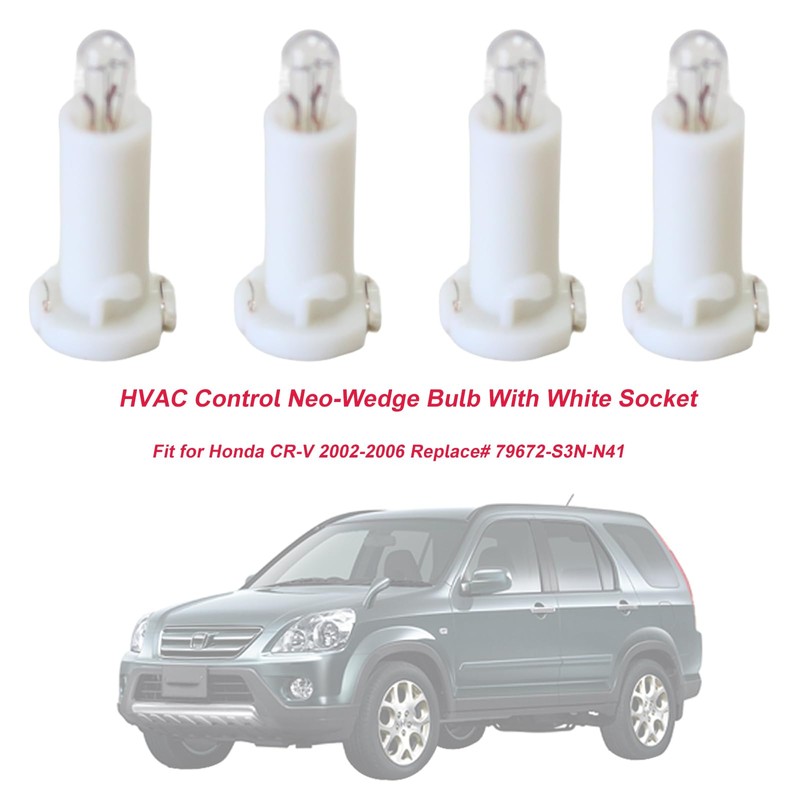 LXAUTOPCH HVAC Control Neo-Wedge Bulb With White Socket(Set of 4pcs)