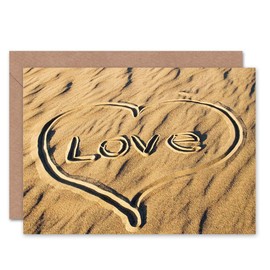 VALENTINES LOVE SAND HEART BLANK GREETINGS CARD ART