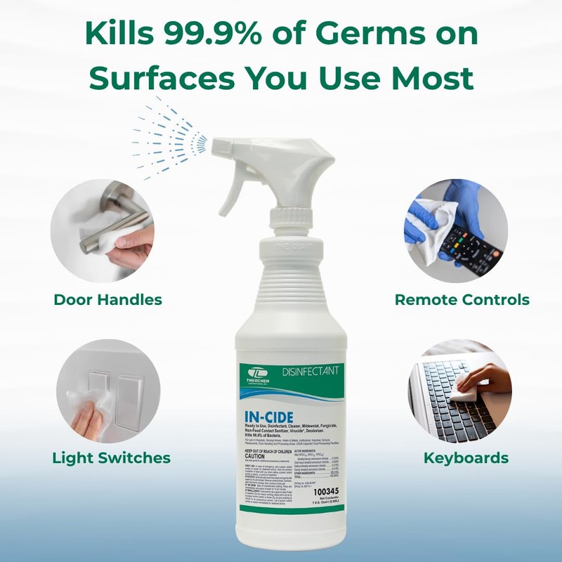 Theochem In-Cide Hospital Grade Disinfectant Spray - EPA Registered Cleaner